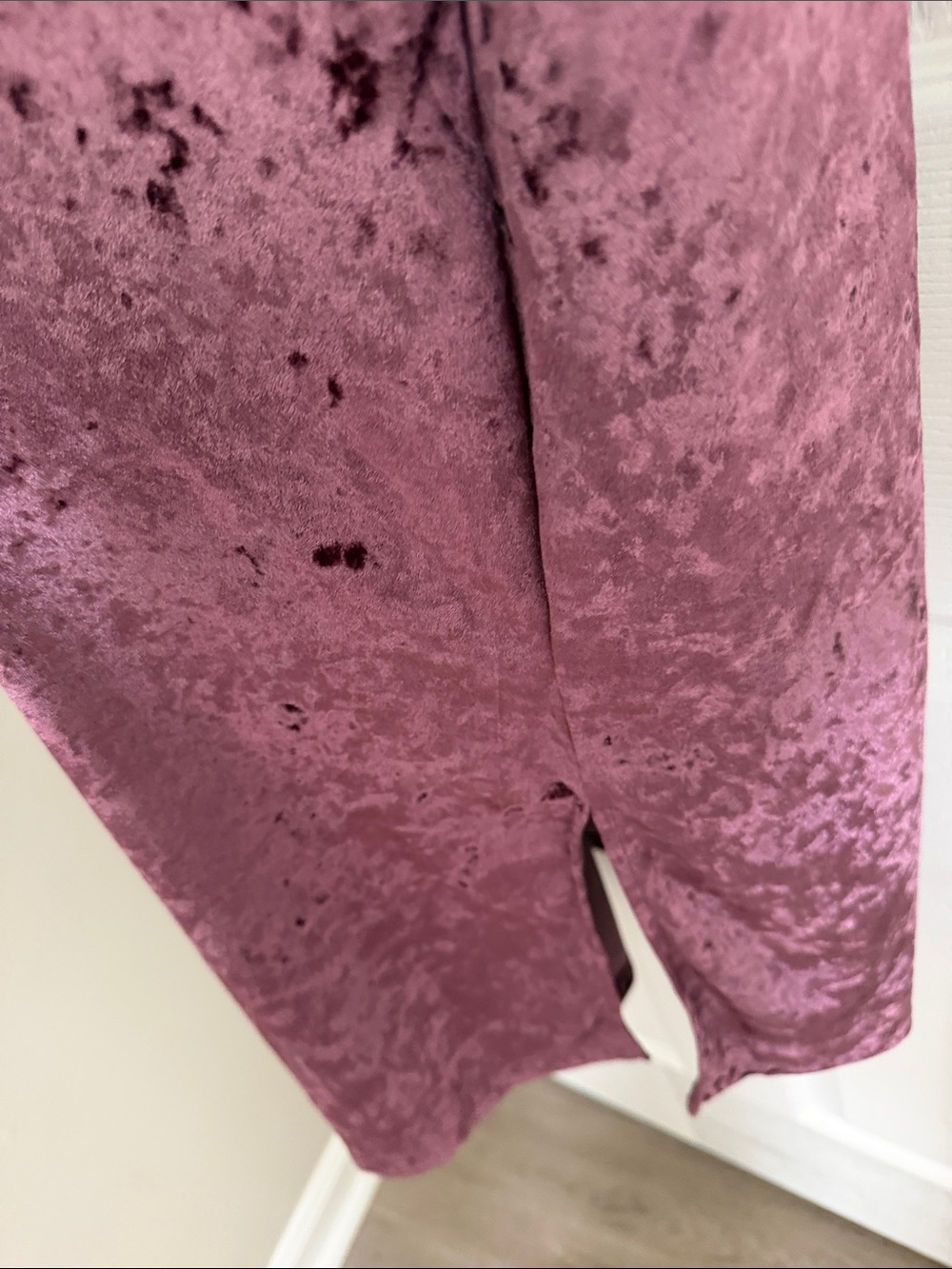 Michael Kors Sleeveless Crushed Velvet Maxi Dress in Mauve with Gold Buttons - Picture 3 of 3
